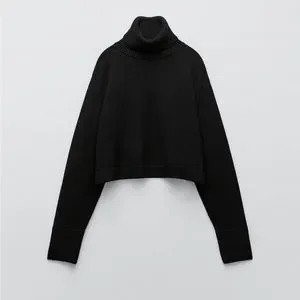 Zara Sweaters Zara Black Turtleneck Knit Cropped Sweater